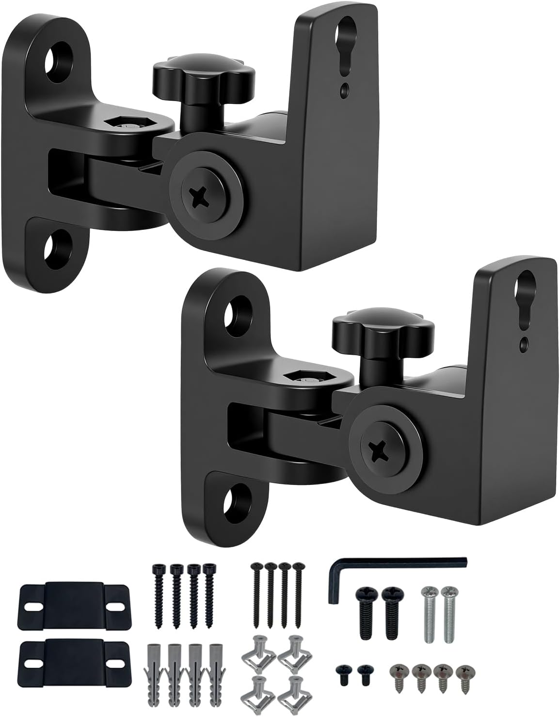 Speaker Wall Mount,All Metal Wall Speaker Mount Bracket for Small Speakers,Swivel & Tilt,Hold up to 30lbs,2 Packs Black