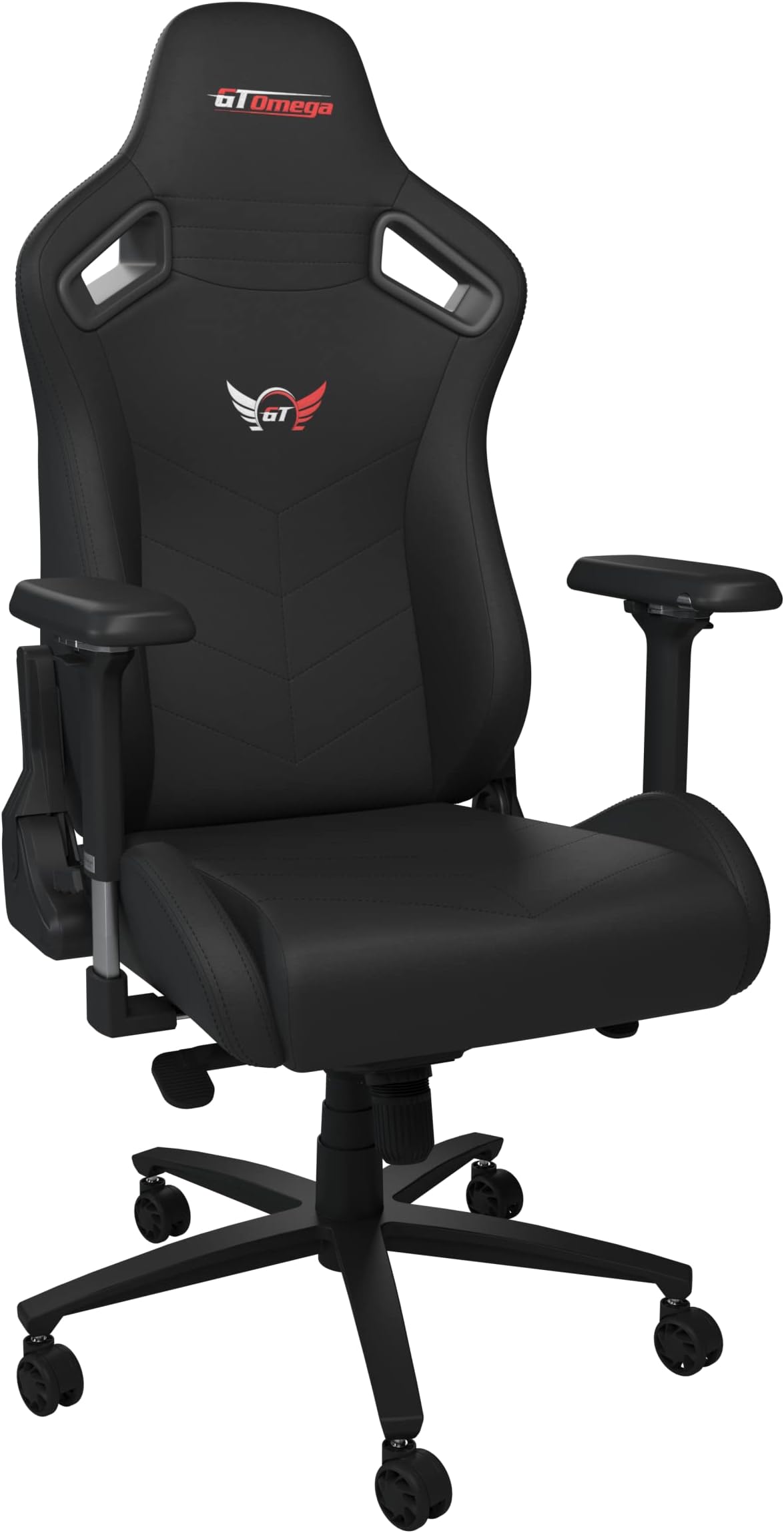 GT OMEGA SPORT Racing Gaming Chair with Lumbar Support - Ergonomic Office Chair with 4D Adjustable Armrest & Recliner - PVC Leather Esport Seat for Ultimate Gaming Experience - Black