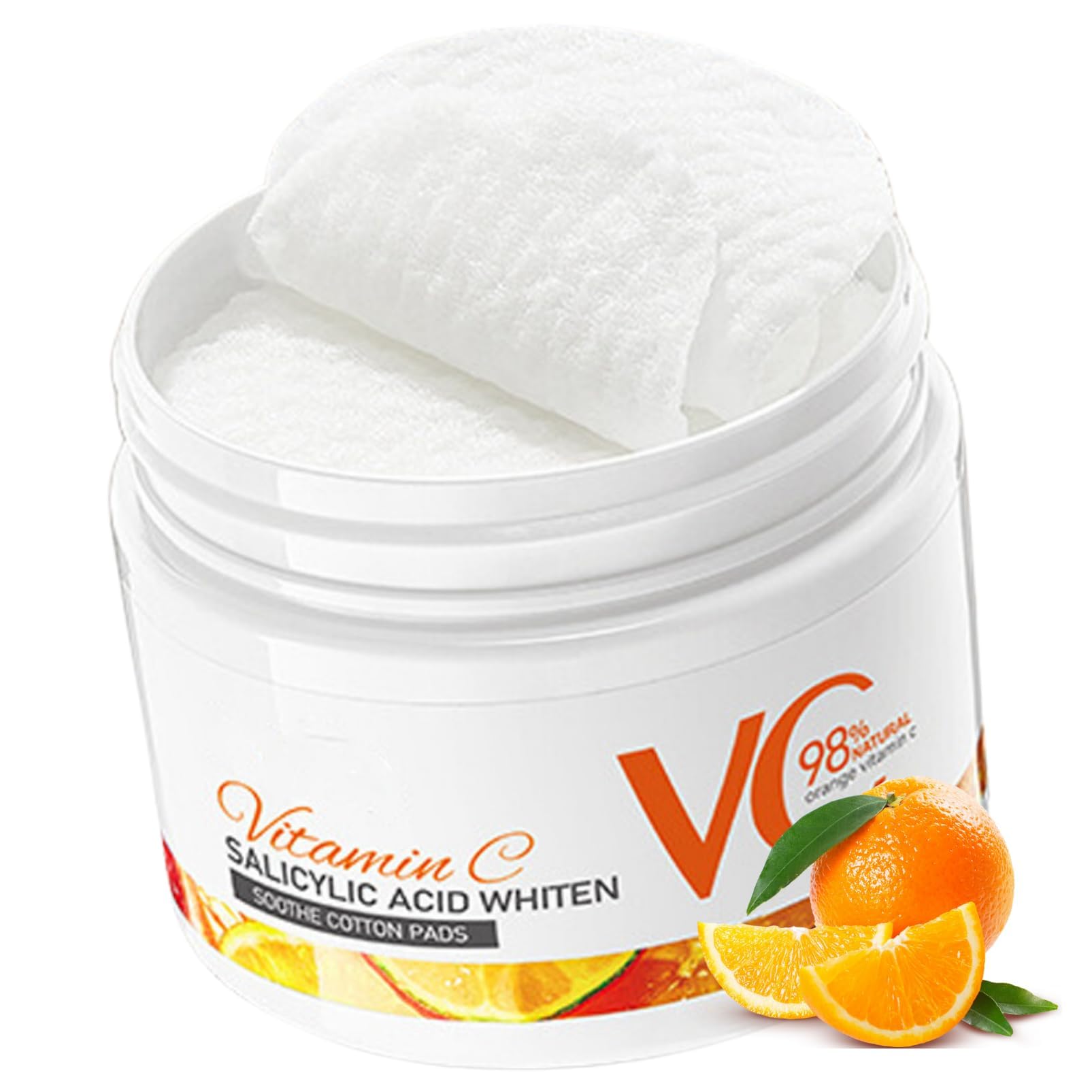 KASTWAVEFacial Toner Pads With Salicylic Acid, 98% Vitamin C, Blemish Clearing Acne Pads, Cleansing Pads, Acne Treatment, Soothing Skincare, Face Exfoliator Pads for Acne Prone Skin, 55 Count