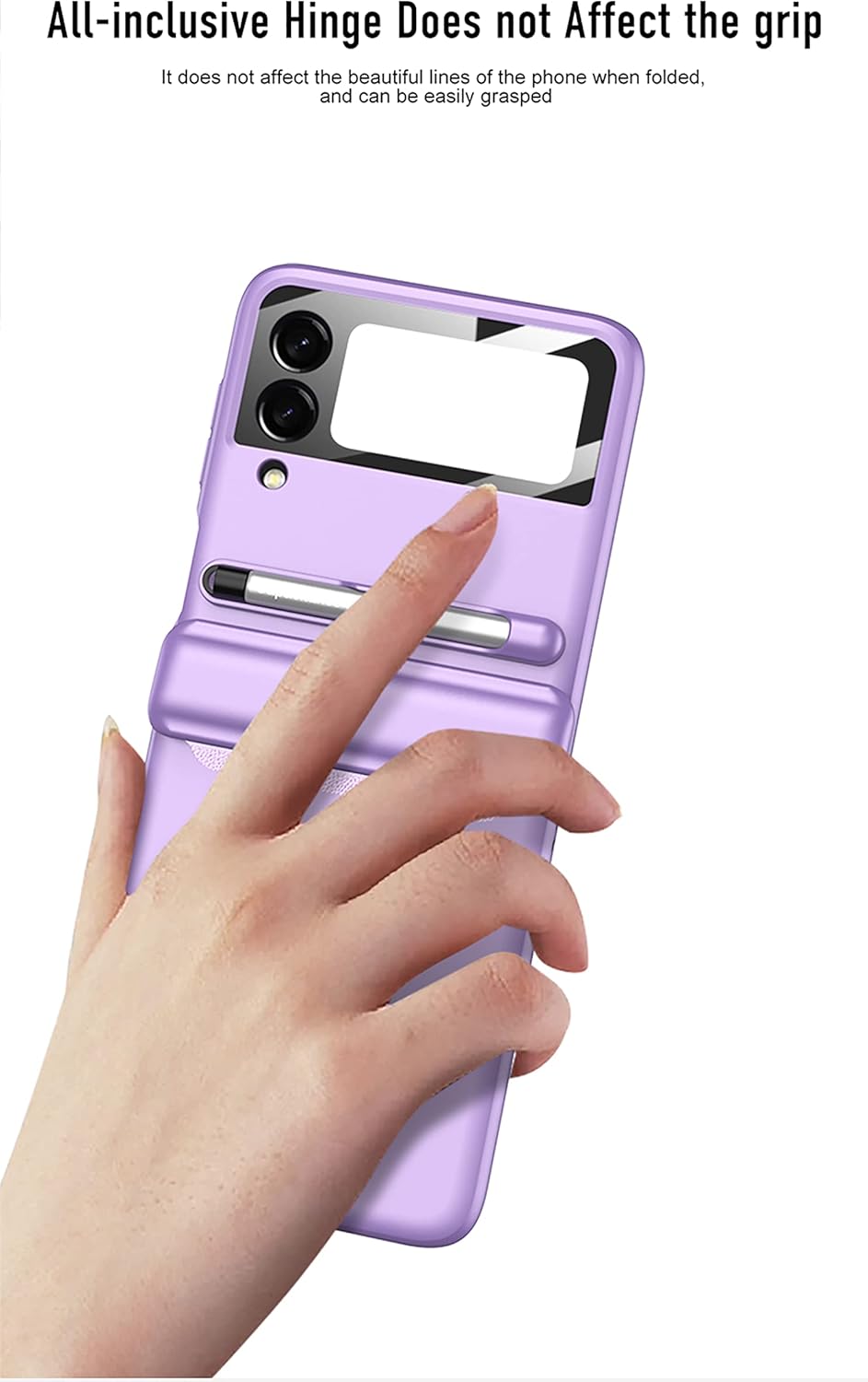 Case Galaxy Z Flip 3 Cover,Hinged Folding All-Inclusive Shell with Screen Protector with Touch Stylus with Pen Holder,Folding Phone Cover for Samsung Galaxy Z Flip 3 5G-Black