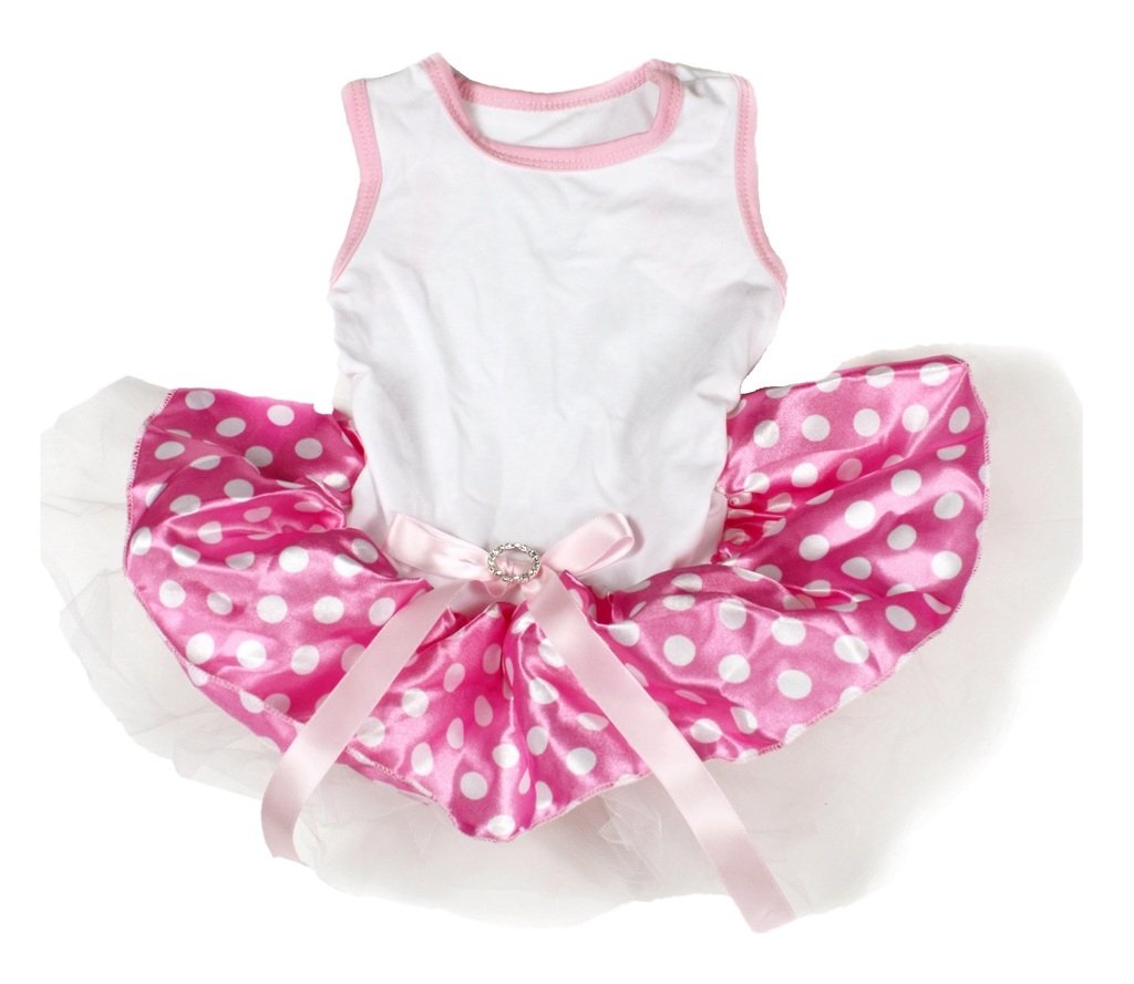 Tutu pour chien anti-irritation en coton à pois roses taille L