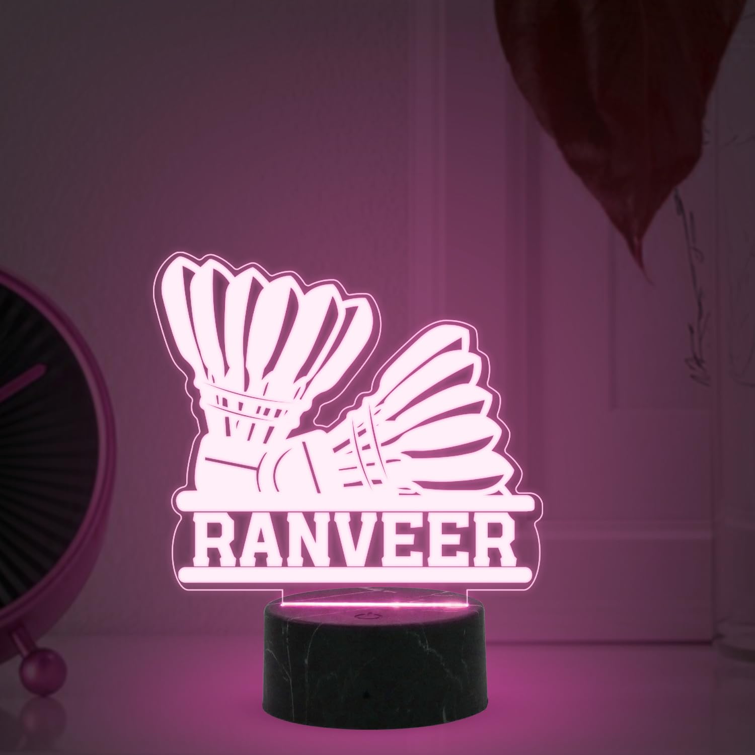 Gift Me Bazar 3D Illusion Personalized Night Lamp with Automatic Color Changing Light & USB Powered | Gift for Player | Customized with Name | Gaming Room Decor Light (Gift for Badminton Player)-image-37
