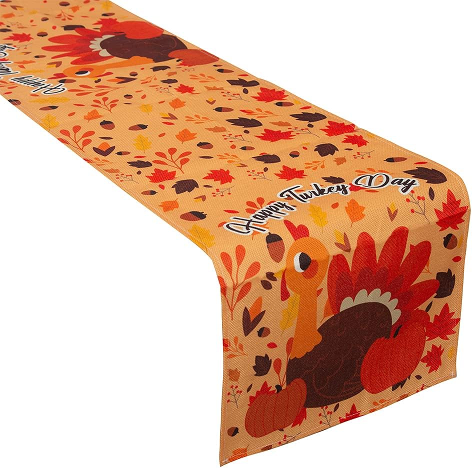 Know me Thanksgiving Day Table Runner Decorations - Fall Harvested Table Cover Thanksgiving Party Table Decoration : Home & Kitchen