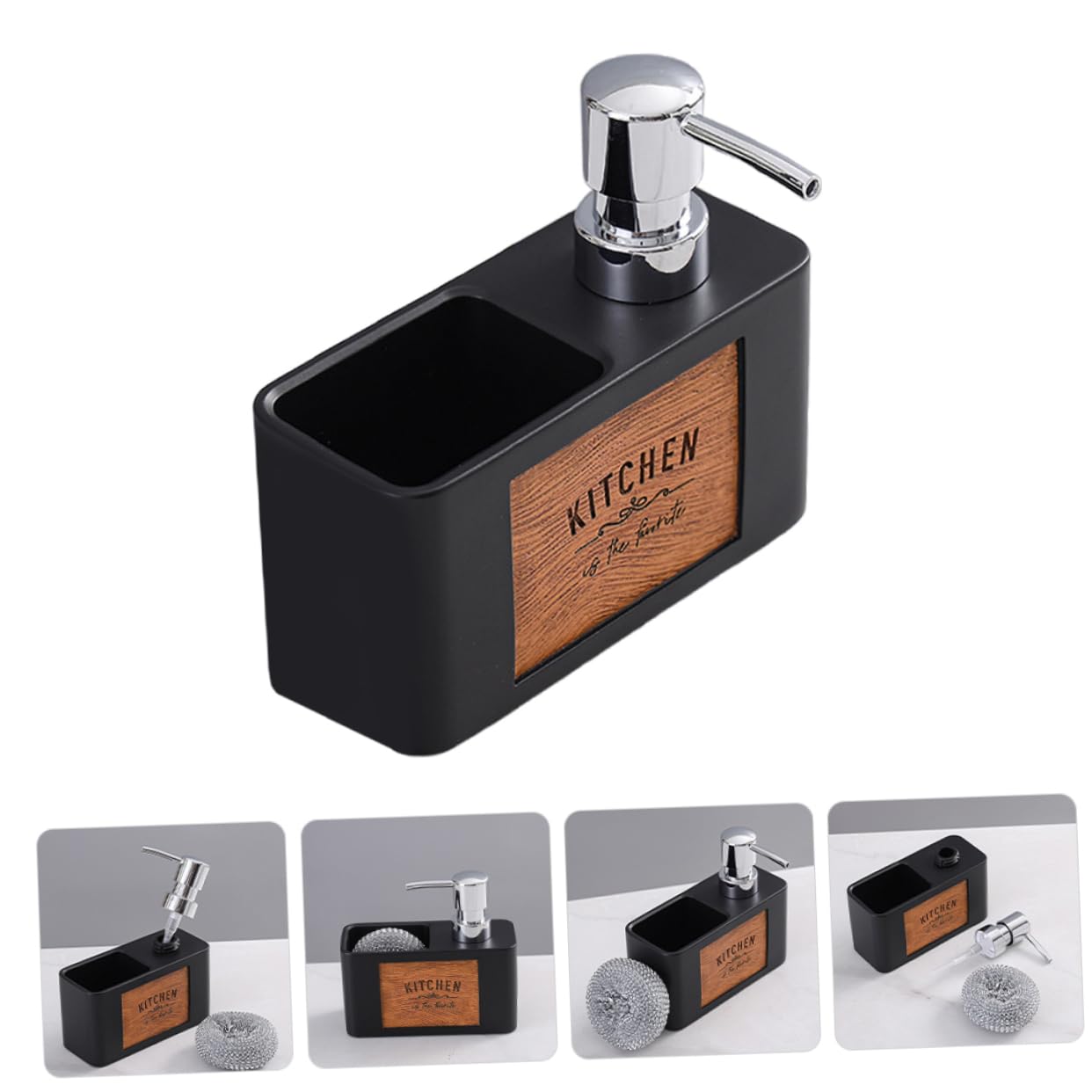 IMIKEYA Dispenser Pompa per Sapone Liquido Contenitore per Detersivo per Piatti da Cucina Dispenser per Shampoo e Balsamo per Cucina e Bagno con Porta Spugna