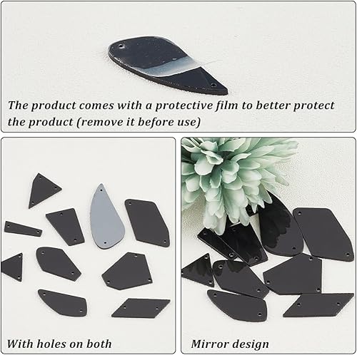 Miniatura 10 de PH PandaHall 180 piezas de 10 estilos de espejos para coser en la parte trasera plana, piedra acrílica para coser irregular, cuentas sueltas de