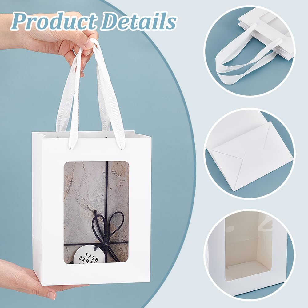 NBEADS 12 Pz Sacchetti Regalo In Carta Kraft con Finestra Trasparente, Borse di Carta Regalo Da