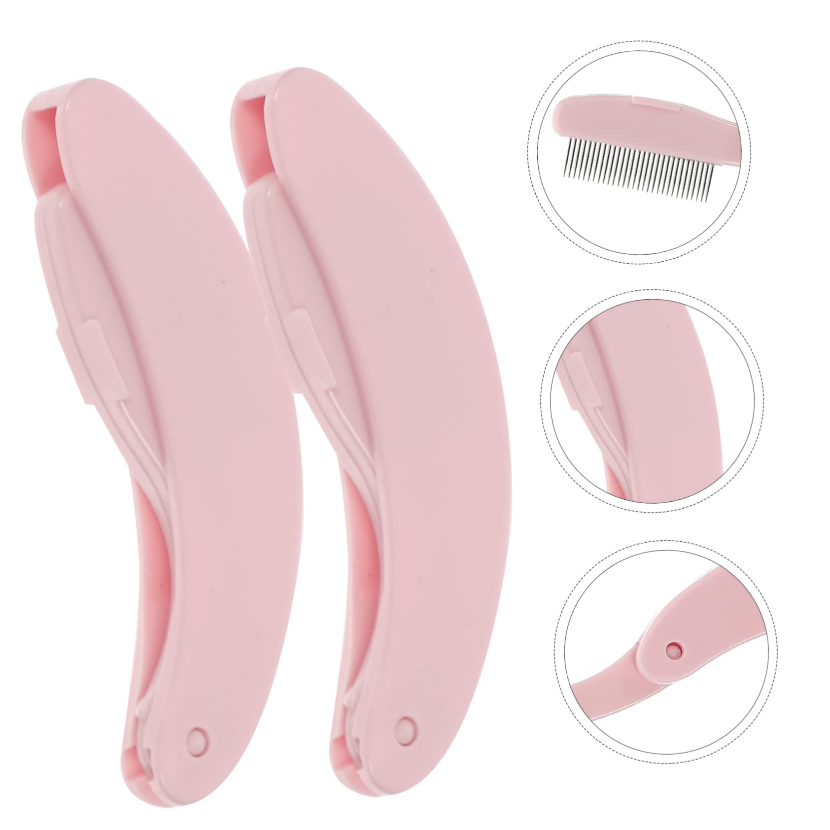 FRCOLOR 4sets Metal Eyelash Comb Lash Extension Separator Tool Portable Eyebrow Brush Combs for Women Men 2pcs*4