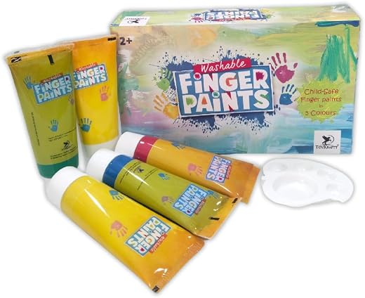 TOYKRAFTT Finger Paints Non Toxic Colours, Hand Painting Colours For Kids And Toddlers, Finger Painting For 2 To 5 Years Old, Baby Safe Colors, Multicolor