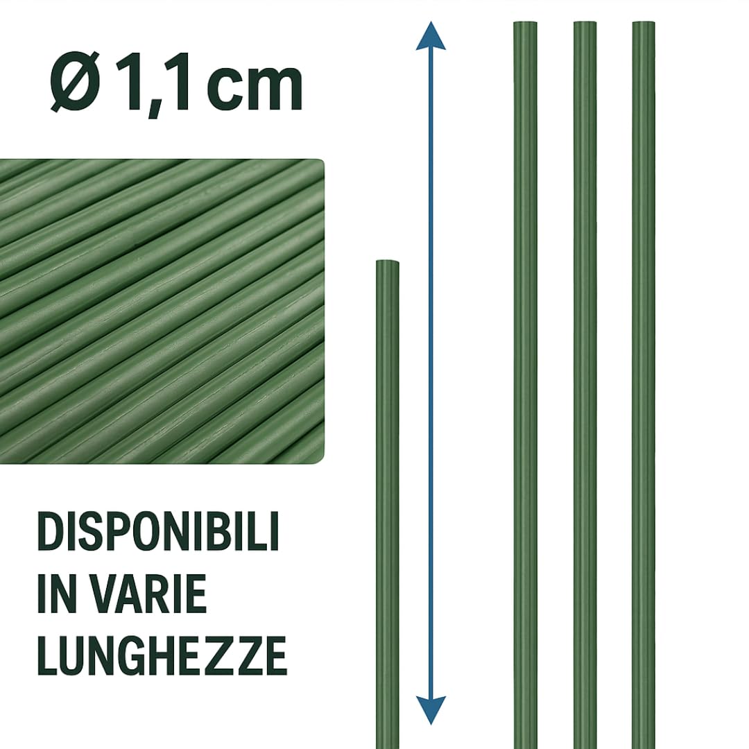 Set di 10 Supporti per Piante – Tutori in Acciaio Plastificato di Varie Misure – Pali per Pomodori, Bastoni e Paletti per Orto e Giardinaggio – Accessori per Vasi e Fioraio (210 CM)