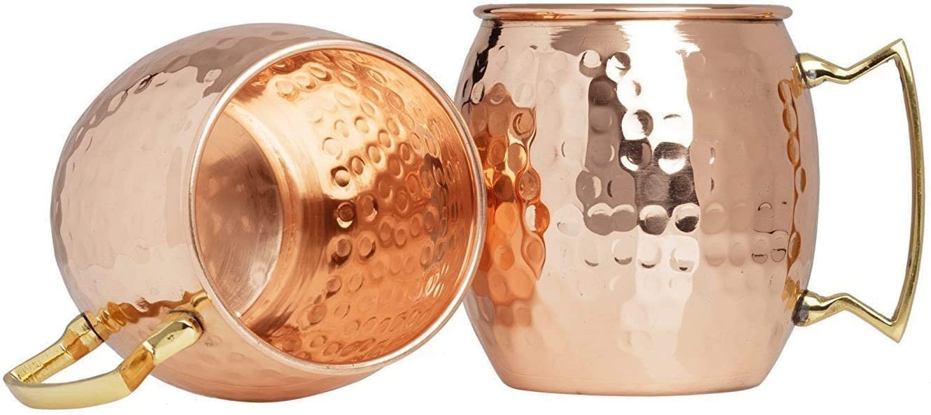 Aakrati Original Moscow Mule Mug, 18-ounce Solid Copper Hammered Moscow Mule Mug Set of 4 by Devyome