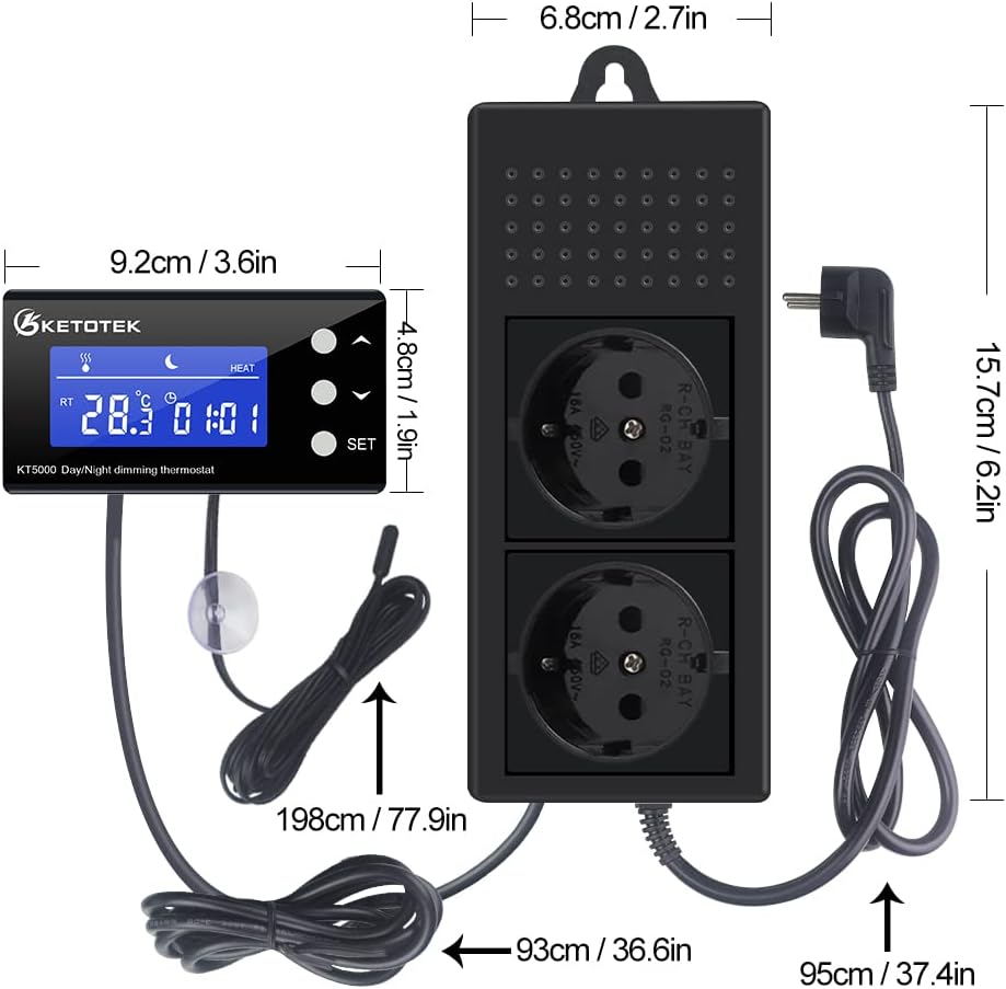 KETOTEK KT5000 Dimming Thermostat dimensions