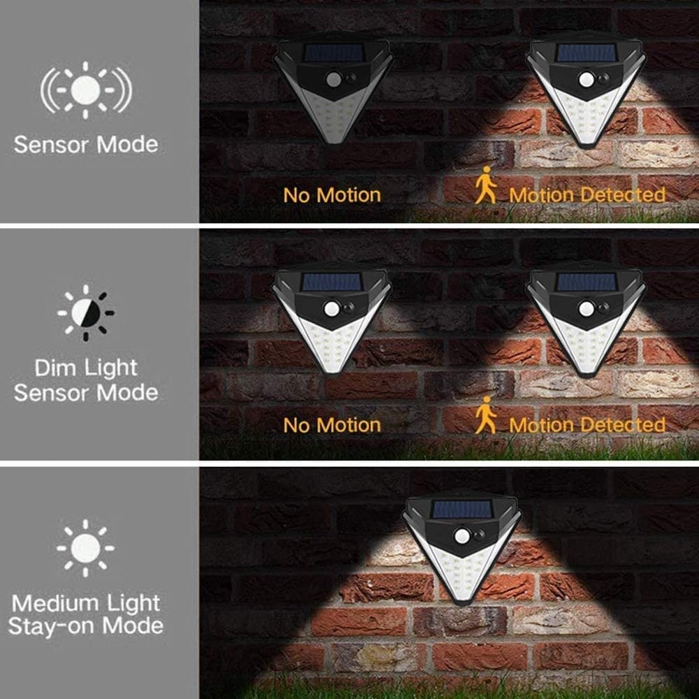 Lampka nocna, solarna lampa ścienna, czujnik ruchu, COB, wodoszczelna, 38 diod LED