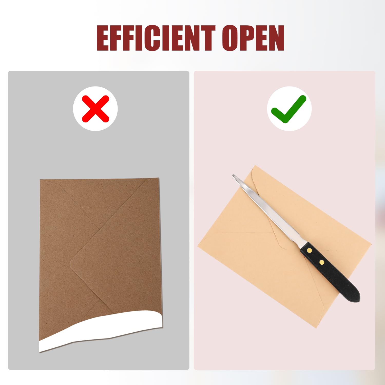 Lot de 2 Ouvre-Lettres en Acier Inoxydable avec Manche en Bois, Ouvre-Enveloppes Multifonctions