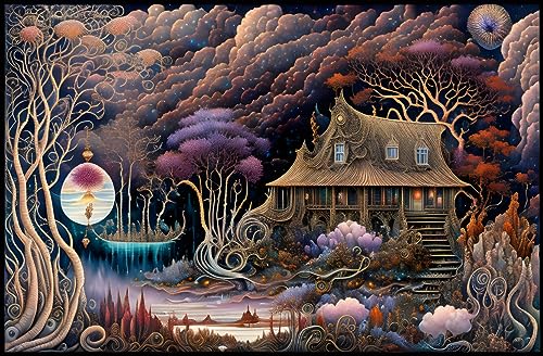 Art mural paysage fantastique surréaliste pour créer une ambiance évasion 58x90
