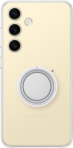 SAMSUNG Funda transparente para teléfono Galaxy S24, funda protectora con agarre de mano, soporte, accesorios para correa de muñeca, protección