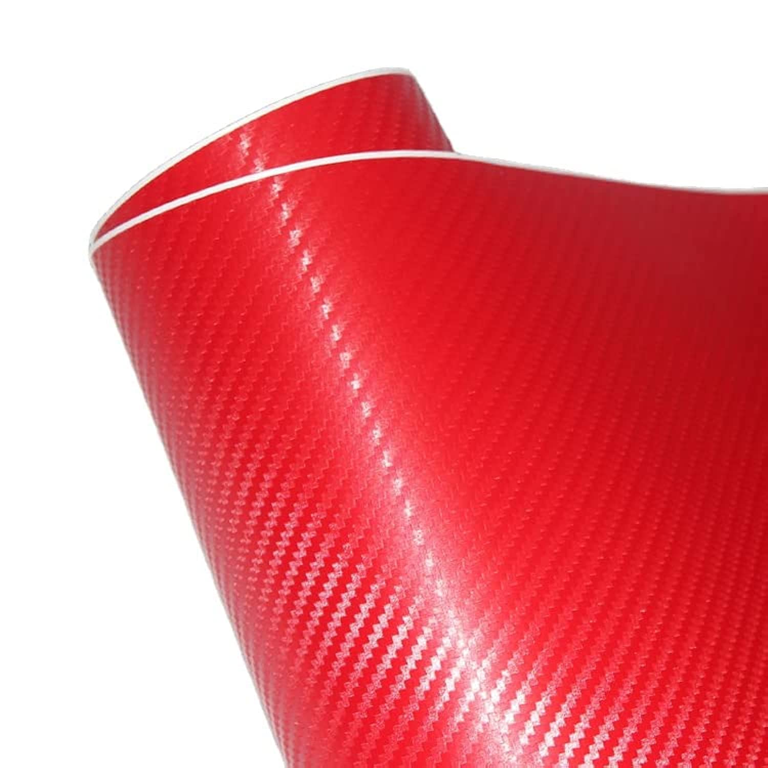KGL BROSISS Red Carbon Fiber Car Wrap Vinyl Roll 3D Carbon Fiber Vinyl Car DIY Wrap Sheet Roll Film Sticker Decal - 127X40cm/50 X15.748 (Red)