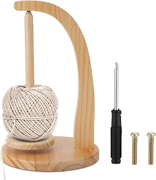 Wooden Magnetic Yarn Ball Holder & Spinner For Crocheting | 360° Rotating, 9.65" Tall, 1 Spindle
