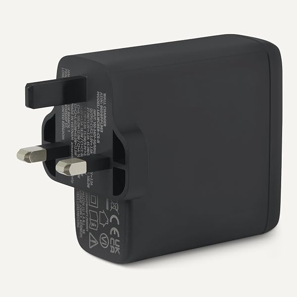 Amazon Basics Fast Charging USB C Nano GaN Wall Charger, 120W 3-Port for Laptops Tablets Phones, Black - 4