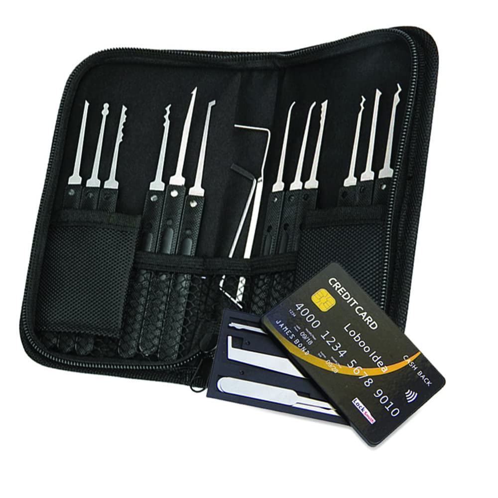Loboo Idea Credit Card Lock Picking Tool Kit (17pcs Lock Pick Set and Credit Card)