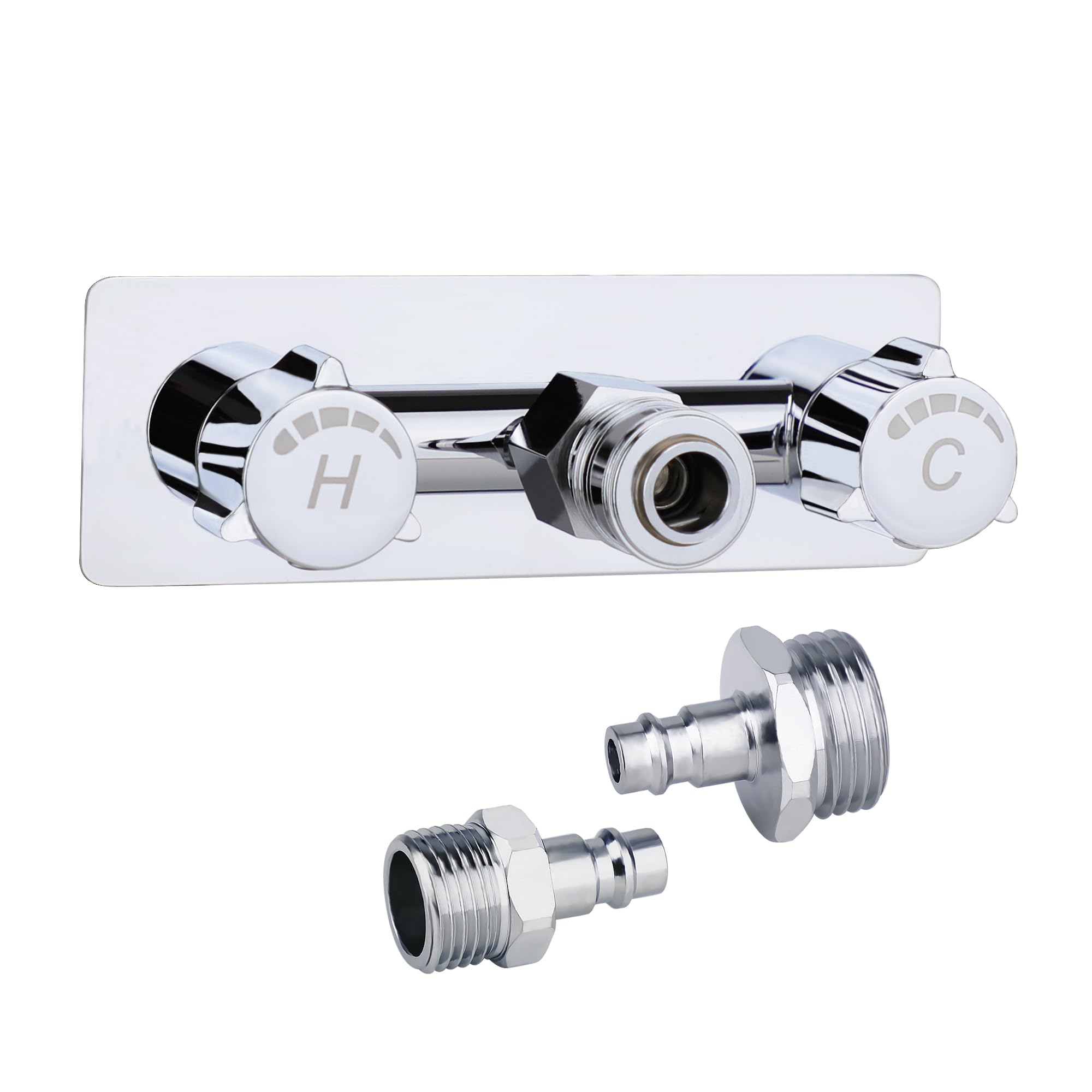 All Metal RV Exterior Shower Faucet,4"RV Shower Faucet Replacement,RV Outside Shower Valve KitCamper Shower Faucet Valve with Quick Connect (Chrome)