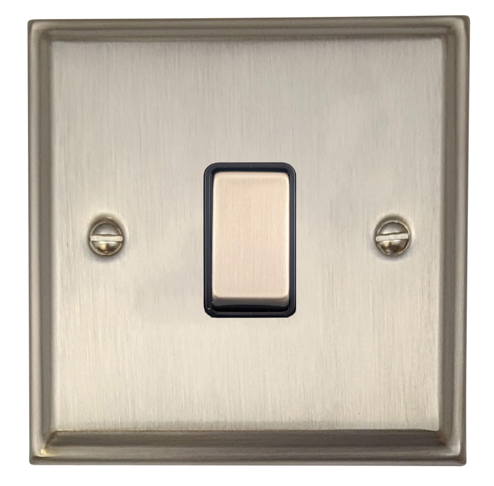 Deco Satin Nickel Light Switch (1 Gang/Black Insert/Matching Switch) - DSN301