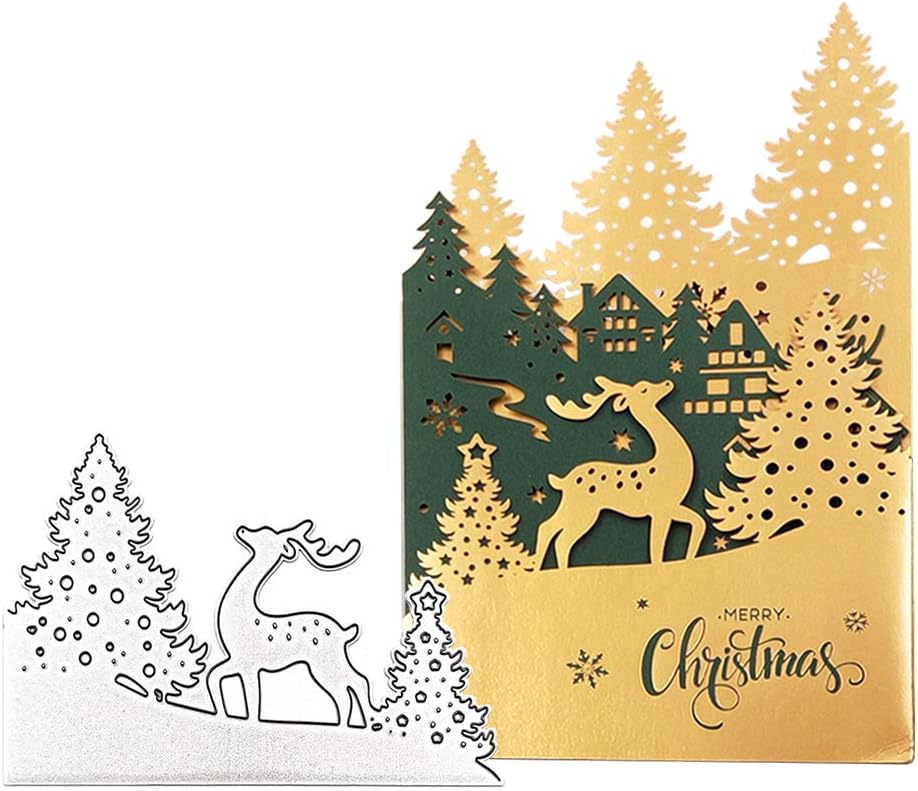 Kungfu Mall Christmas Cutting Dies Deer Metal Stencil DIY Scrapbook Album Card Making Gift Craft for Xmas Gift Decor