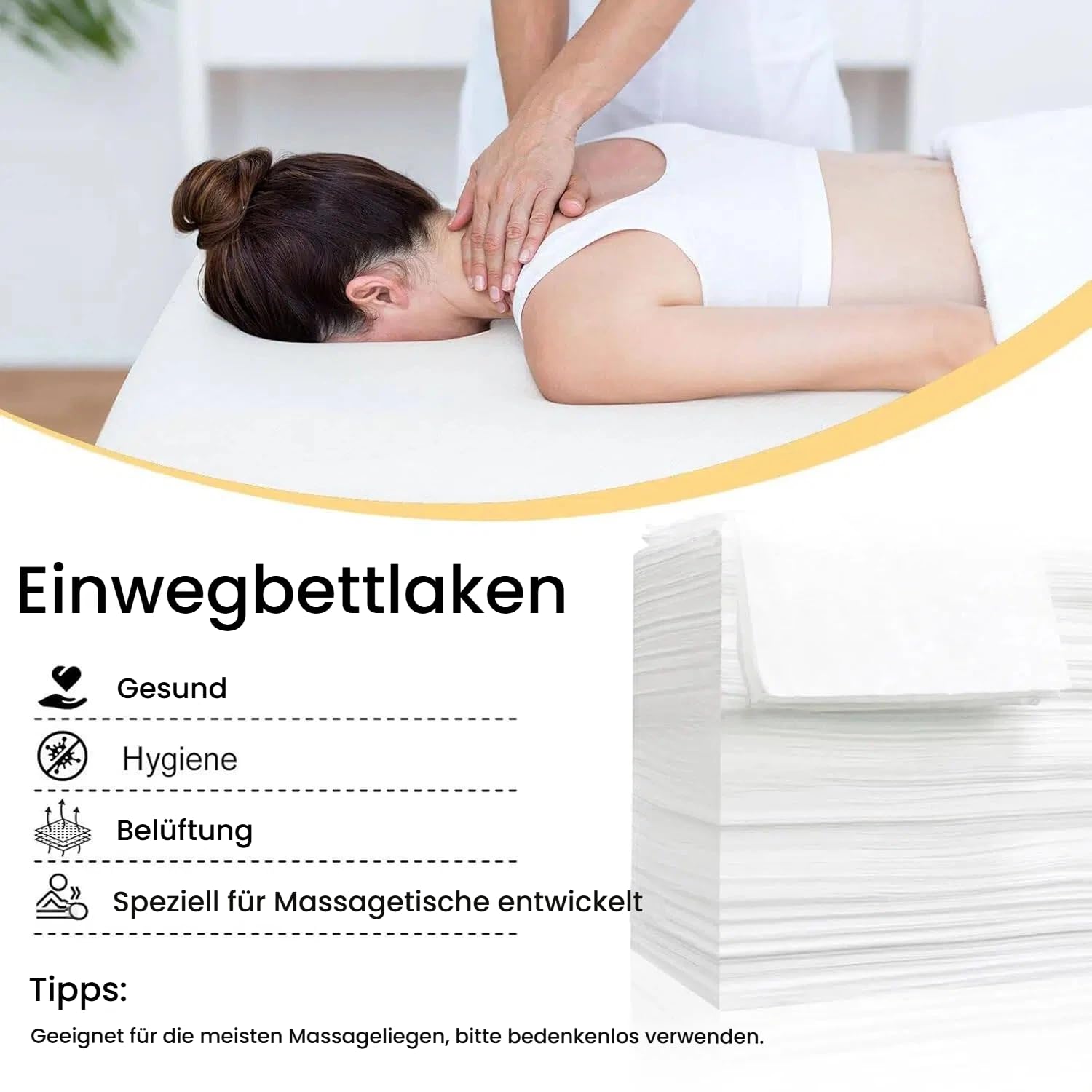 100 Stück Einweg Massageliegen Auflage Einweg Bettlaken Hautfreundliche Einweg Massagetisch Bettlaken Vliesstoff Massageliegen Auflagen für Spa Tattoo Salon 80 x 180cm (Weiß)