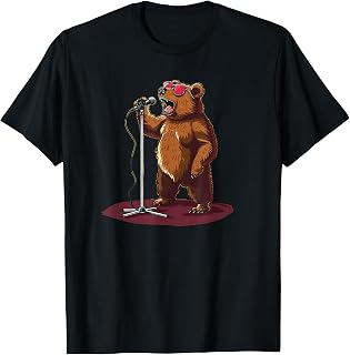 Sunglasses Karaoke Bear loves Singing T-Shirt