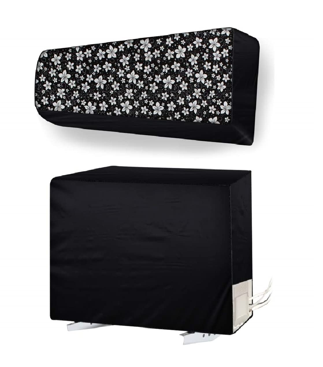 Da Anushi Split AC Cover Set of Indoor and Outdoor Unit for 1.5 Ton Capacity Attractive Digital Prints/Dustproof/Water Resistant (Black Flower) (B09XP6GCMQ) Amazon Price History, Amazon Price Tracker