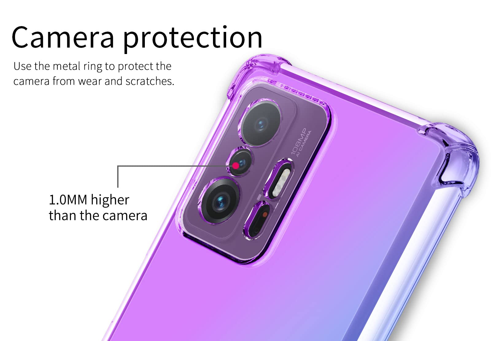 GOKEN Cover per Xiaomi Redmi Note 11 4G / Note 11S 4G - Custodia Morbida in Silicone Antiurto, Case con Bordi Elettroplaccati e Carta Glitter Integrata -Viola Sfumato