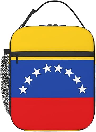 Bolsa de comida con la bandera de Venezuela para viajes, trabajo, picnic, bolsa de almuerzo, bolsa de almuerzo reutilizable con aislamiento