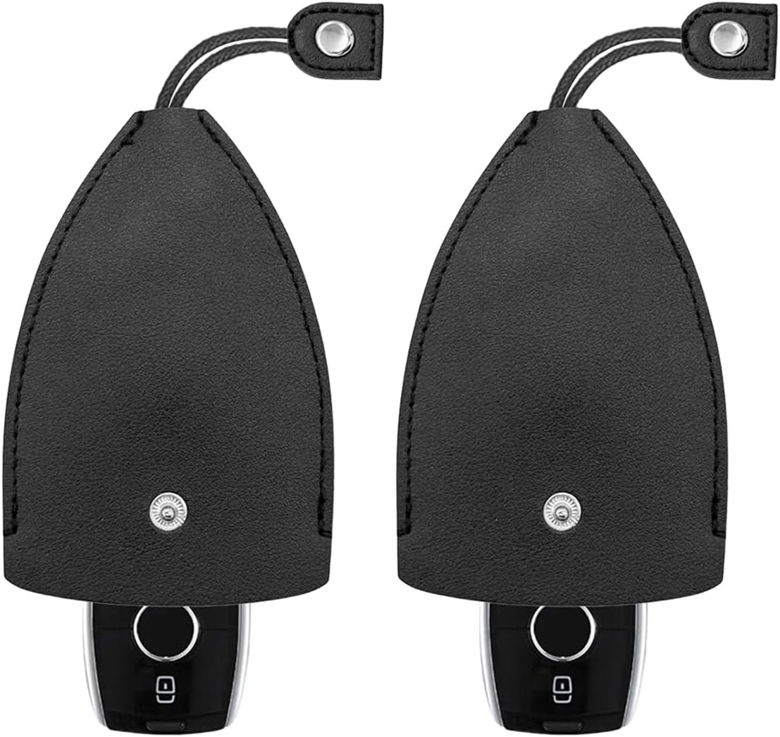 JOYCOURT2PCS Protective Pull Out Car Key Case, PU Leather Large-Capacit Key Storage Bag Key Case with Holder Hook