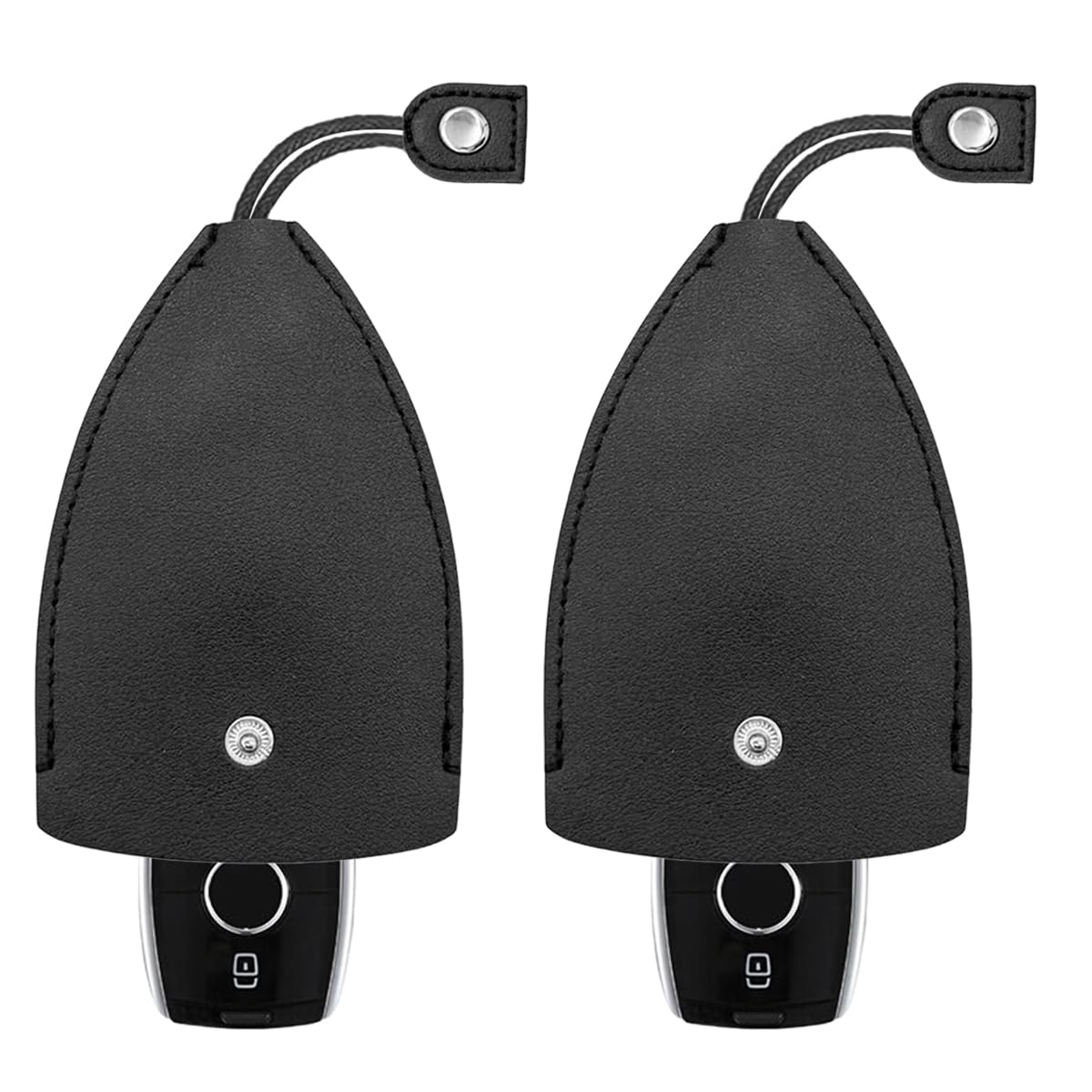 JOYCOURT2PCS Protective Pull Out Car Key Case, PU Leather Large-Capacit Key Storage Bag Key Case with Holder Hook