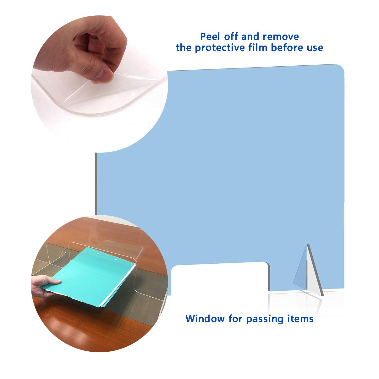 Pantalla de protección de plexiglás transparente, divisor acrílico transparente para mostradores, mesas, oficinas y espacios comerciales, barrera de seguridad eficaz contra gérmenes y contaminación