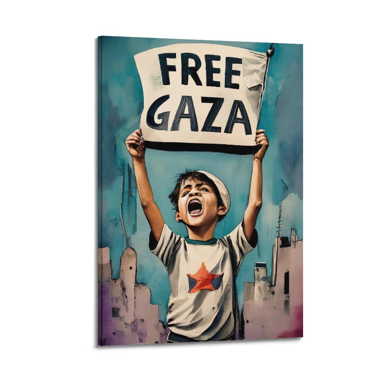 XKUGA World Peace Anti War Poster Palestine Gaza Child Refugees Modern Decorative Canvas Prints - Ideal Wall Art for Family, Man Cave, Game Room, Boys & Girls Bedroom 12x18inch(30x45cm)