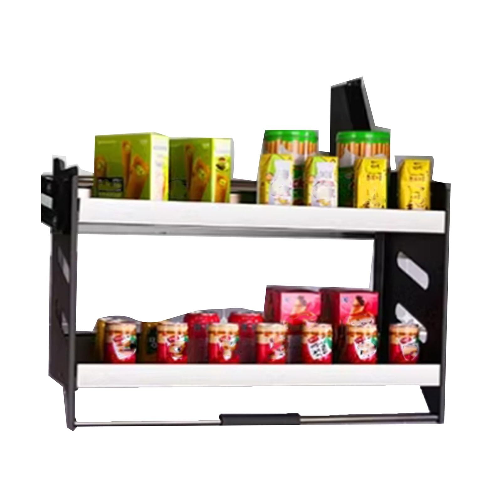 Scaffale sollevabile a 2 ripiani in acciaio inox, capacità di carico 15 kg, ideale per armadietti da cucina, bar e caffetterie, 360 x 280 x 530 mm