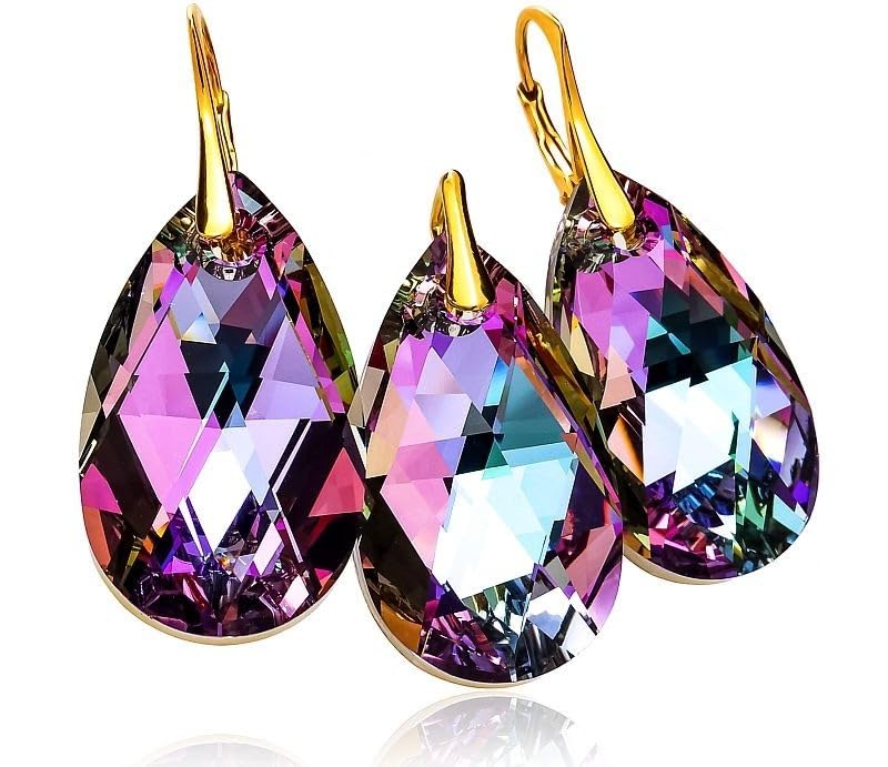 Boucles d'oreilles cristaux d'origine argent 925 anti-ternissement ARANDE