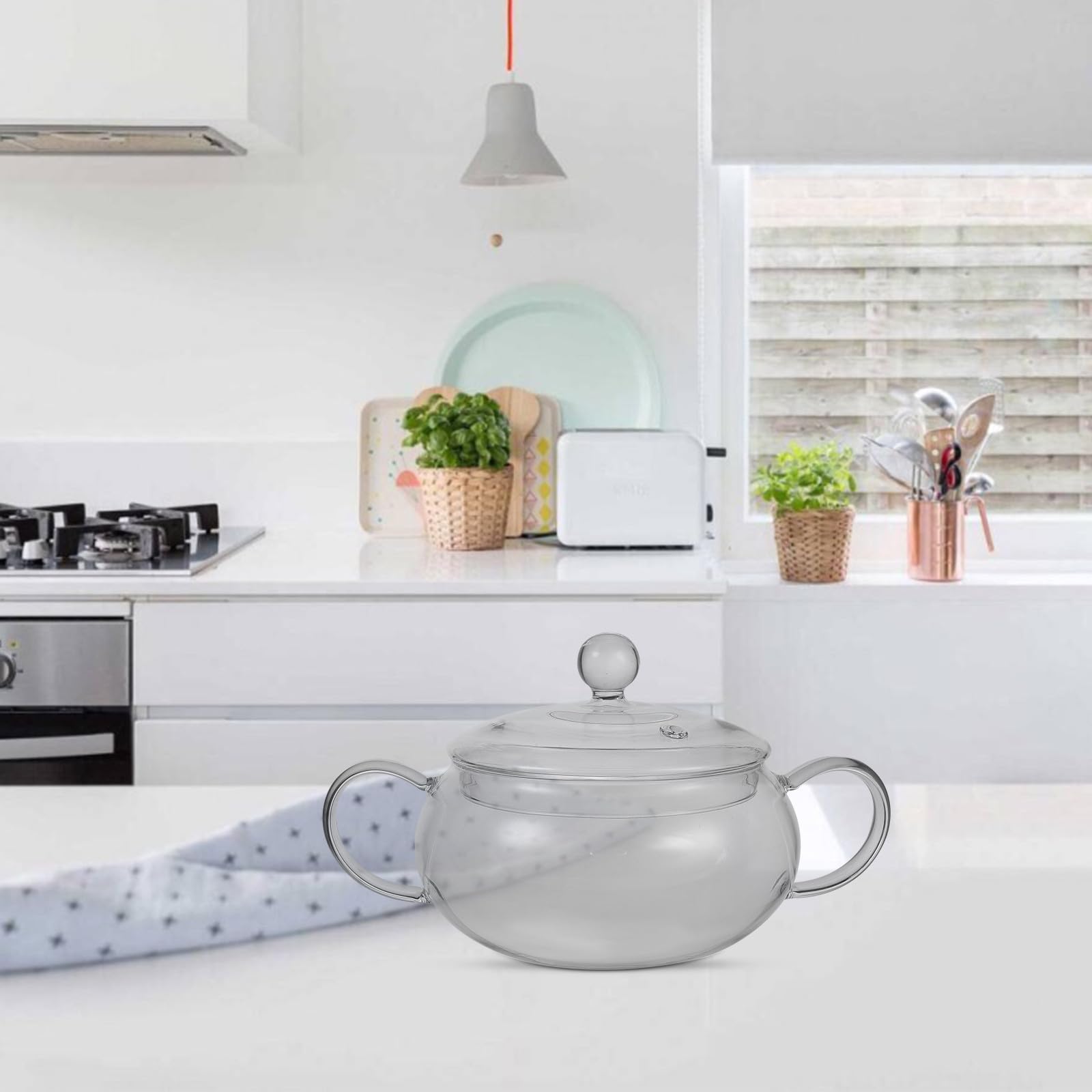 Ciotola in Vetro Coperchio per Latte e Alimenti per Bambini, Design Ergonomico, Resistente al Calore, per Cucina e Uso Domestico