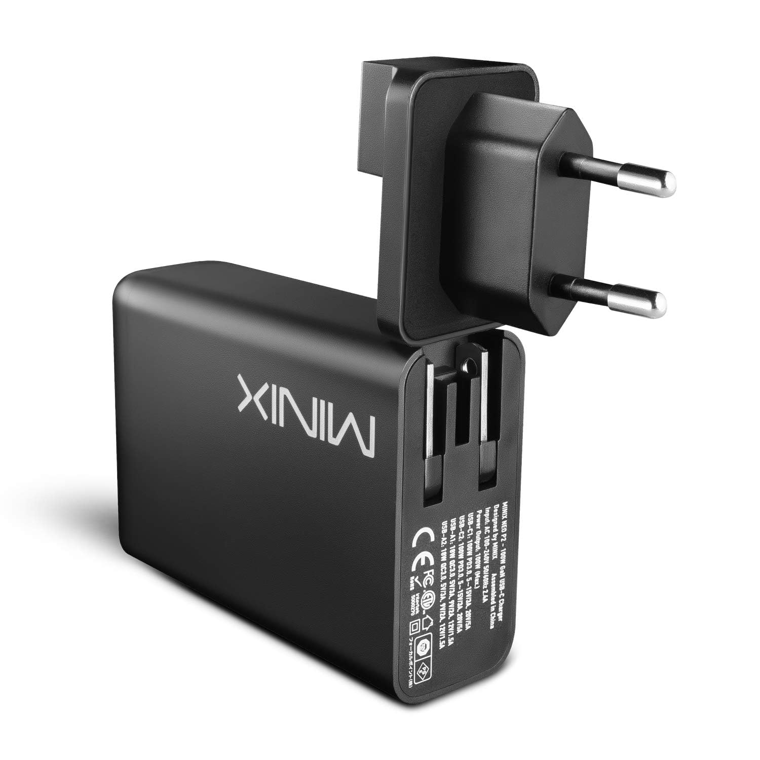 MINIX 100W USB Wall Charger, Turbo 4-Port GAN Charger Universal Fast Charging. 2 x USB-C PD 3.0, 2xUSB-A Quick Charge 3.0 for Smartphones, Tablets, laptops and More. Sold Directly by MINIX. (Neo P2)