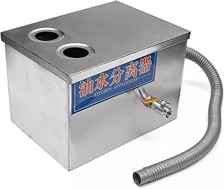 Grease Trap, 350 * 250 * 250mm Stainless Steel Double Inlet Grease Trap Interceptor Oil Water Separator Kitchen Accessories Wastewater Treatment for Kitchen Sink(35x25x25)