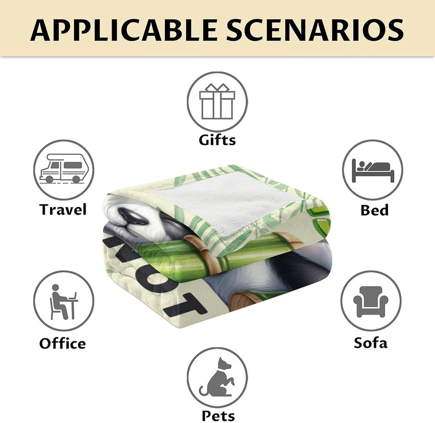 Panda Throw Blanket - Soft, Fuzzy & Warm - 60 x 80 Inches Twin Size Blanket for Bed, Couch - Yellow Funny Blanket Gift for Girls, Women