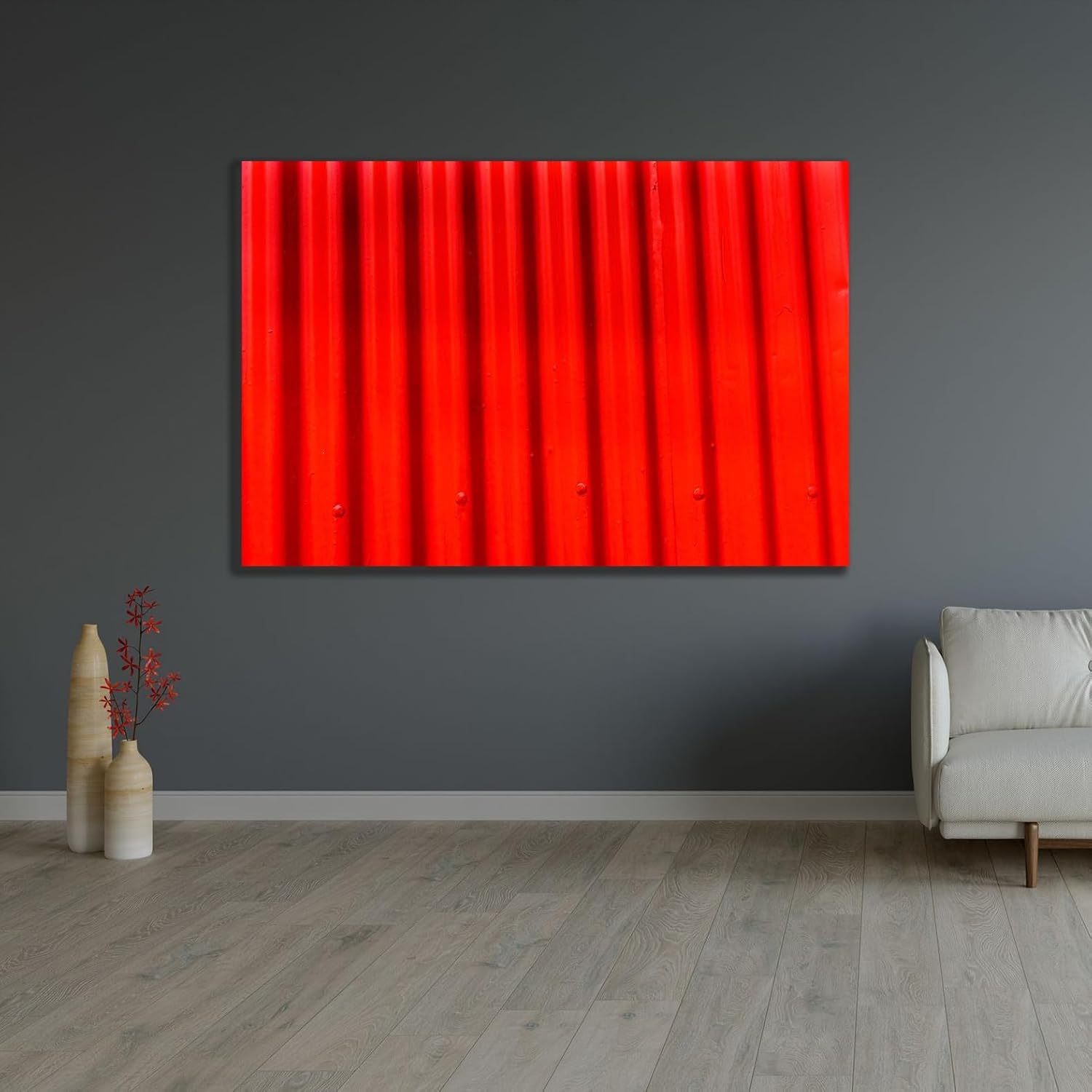 ArtDirect Bright red orange Corrugated Lead-Metal abstract Patterns Background-Reykjavik-Iceland Unframed Art Print Giclee Poster by Perry, William - 10x7, 14x9, 20x13, 36x24, 48x32, 60x40 Inches