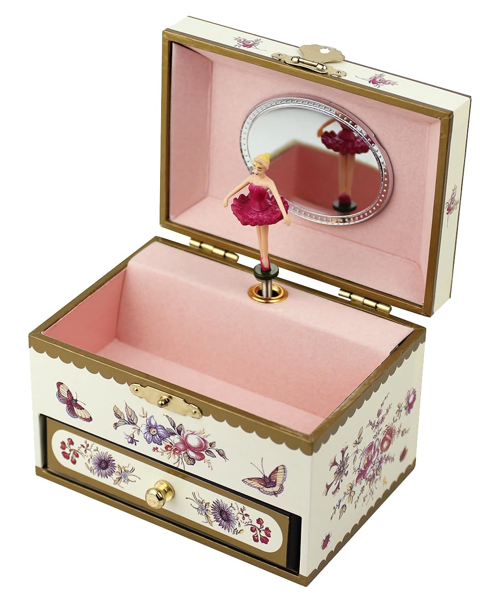 Trousselier - Blumen - Musikschmuckdose - Spieluhr - Ideales Geschenk für junge Mädchen - Musik Romeo & Julia - Farbe gelb