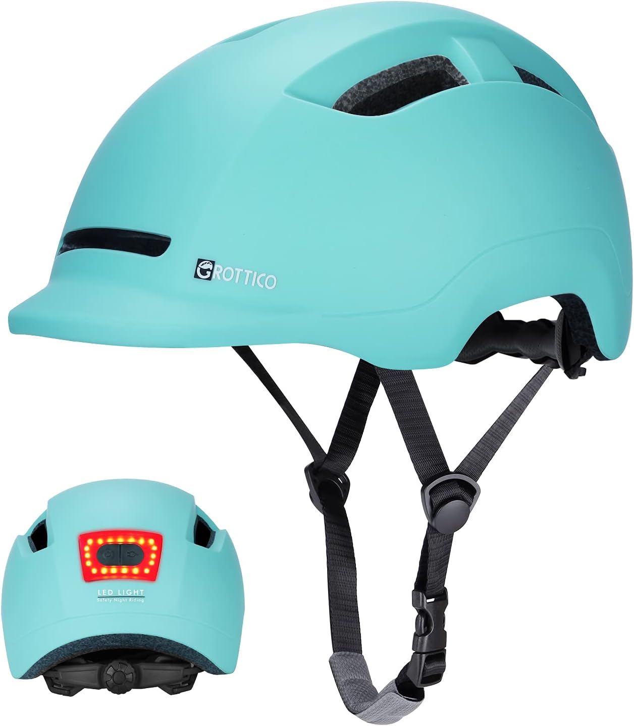 Adult Bike Helmet with Light - Dual Certified for Bicycle Scooter Skateboard Road Cycling Skating Helmet