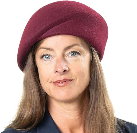Béret Femme Gris En Feutre De Laine - Taille Unique, Style Classique Avec 2 Boutons
