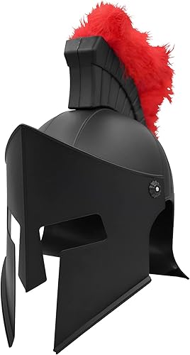 Miniatura 14 de Nicky Bigs Novelties Casco medieval de caballero griego espartano, disfraz de gladiador dorado, casco romano con máscara facial plegable