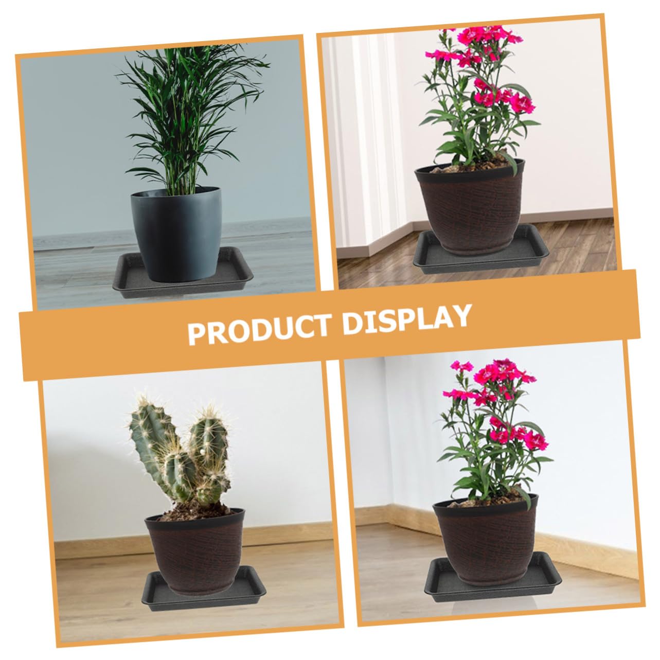 8piezas Bandeja para Macetas Rectangular de Plástico Bandejas para Plantas para Agua Platillos Reutilizables para Bonsái para Jardineras Uso Interiores y Exteriores