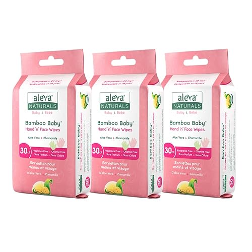 Aleva Naturals Bamboo Baby Hand and Face Wipes - Natural and Organic Ingredients, Cleans and Moisturizes, Extra Strong, and Ultra Soft - Value Pack- 30ct X 3 = 90 Count - 30 count (Pack of 3)