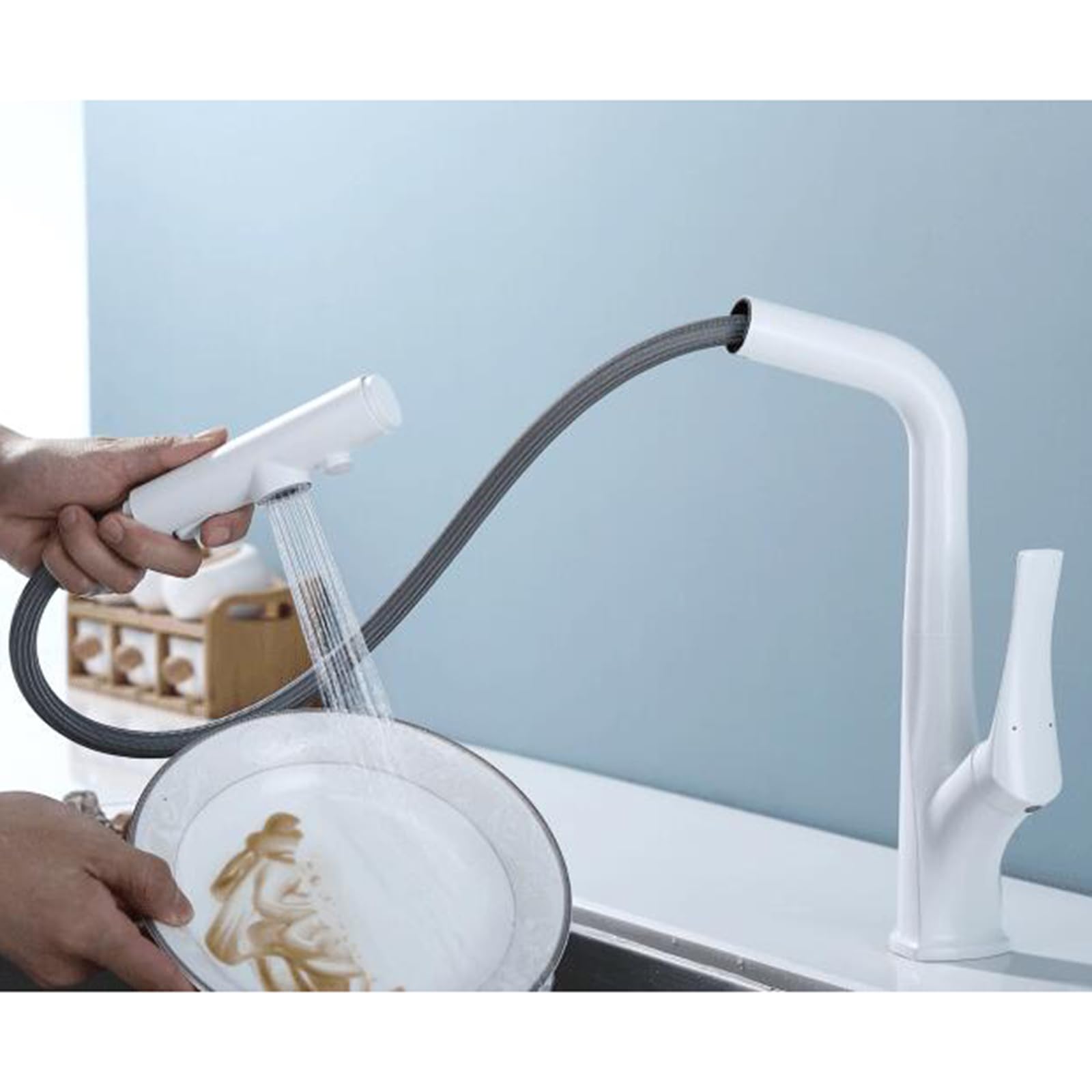 3 Way Kitchen Sink Faucet Rotating Kitchen Mixer Faucet Double