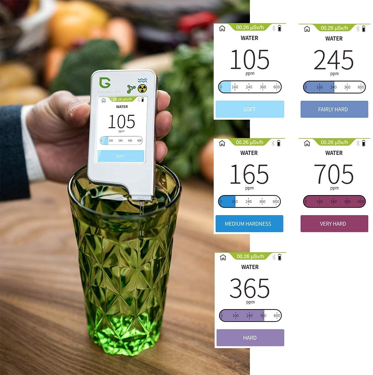 Greentest ECO 5F Food Nitrate Tester, High Accuracy Radiation Detector Geiger Counter Water Quality Meter TDS Hardness PPM Analyzer Dosimeter for Vegetable, Fruit, Meat, Fish, Water